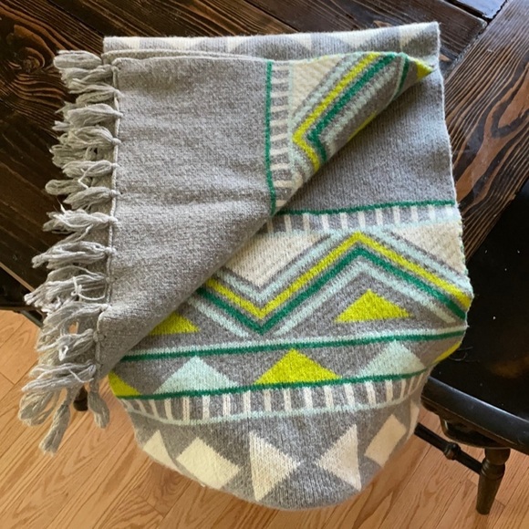 J. Crew Accessories - NWOT J Crew Thick Scarf chartreuse/Gray/Emerald Green Wide